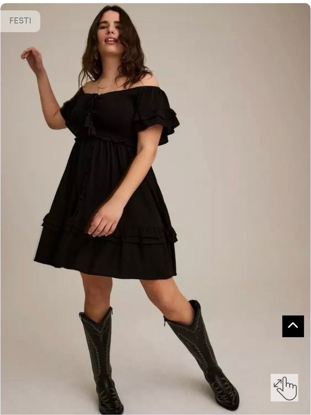 Torrid Festi Off-Shoulder Lace-Up Mini Dress Black Size 1x NWT